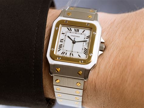 cartier santos 18k gold watch|cartier santos watch cost.